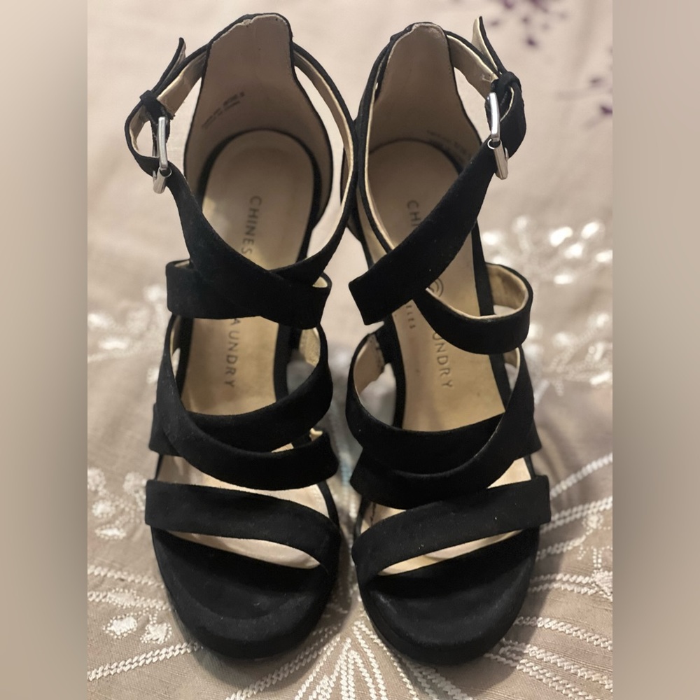 Chinese Laundry strappy suede heels